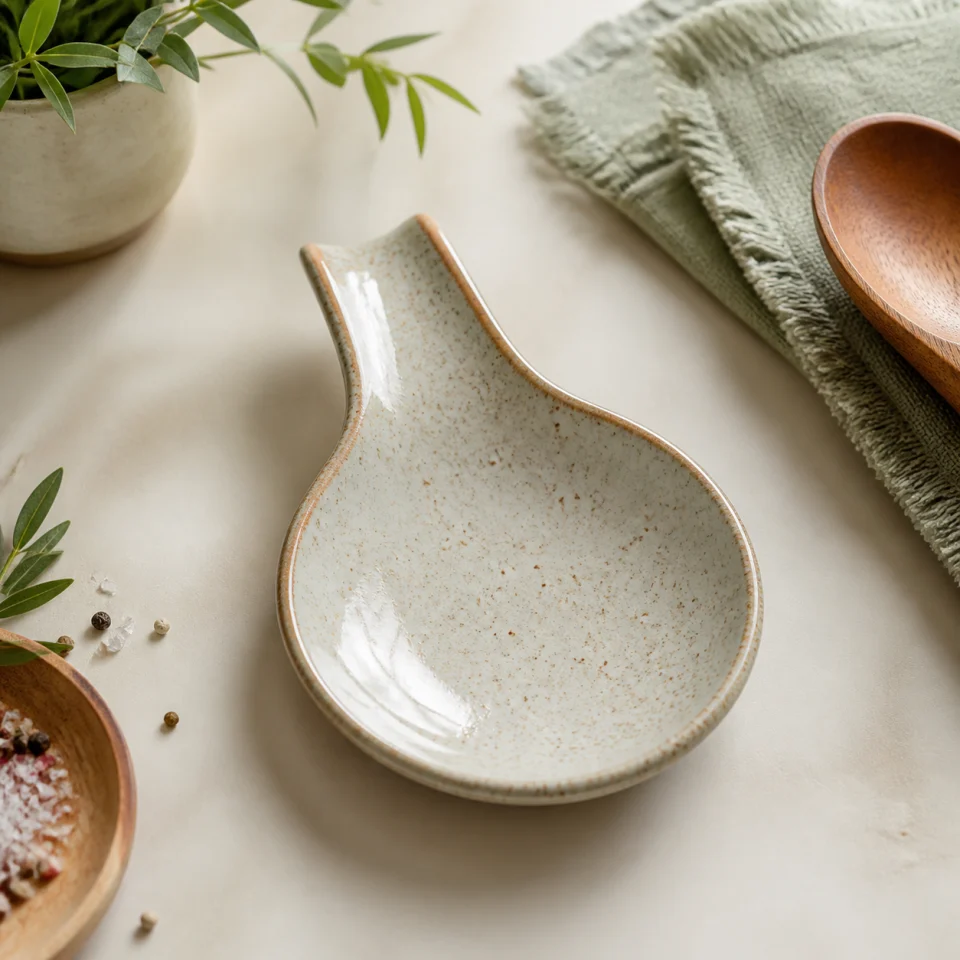 Ceramic spoon rest offered by Clay Corner