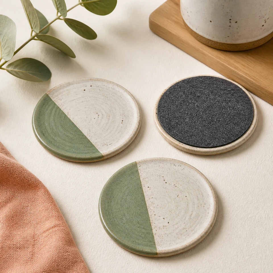 Ceramic coaster pair offered by Clay Corner