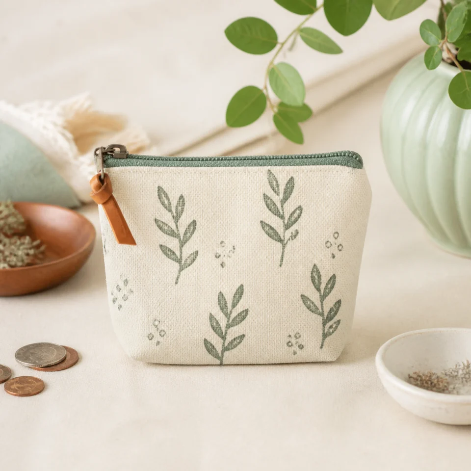 Canvas coin pouch offered by Loop & Loom