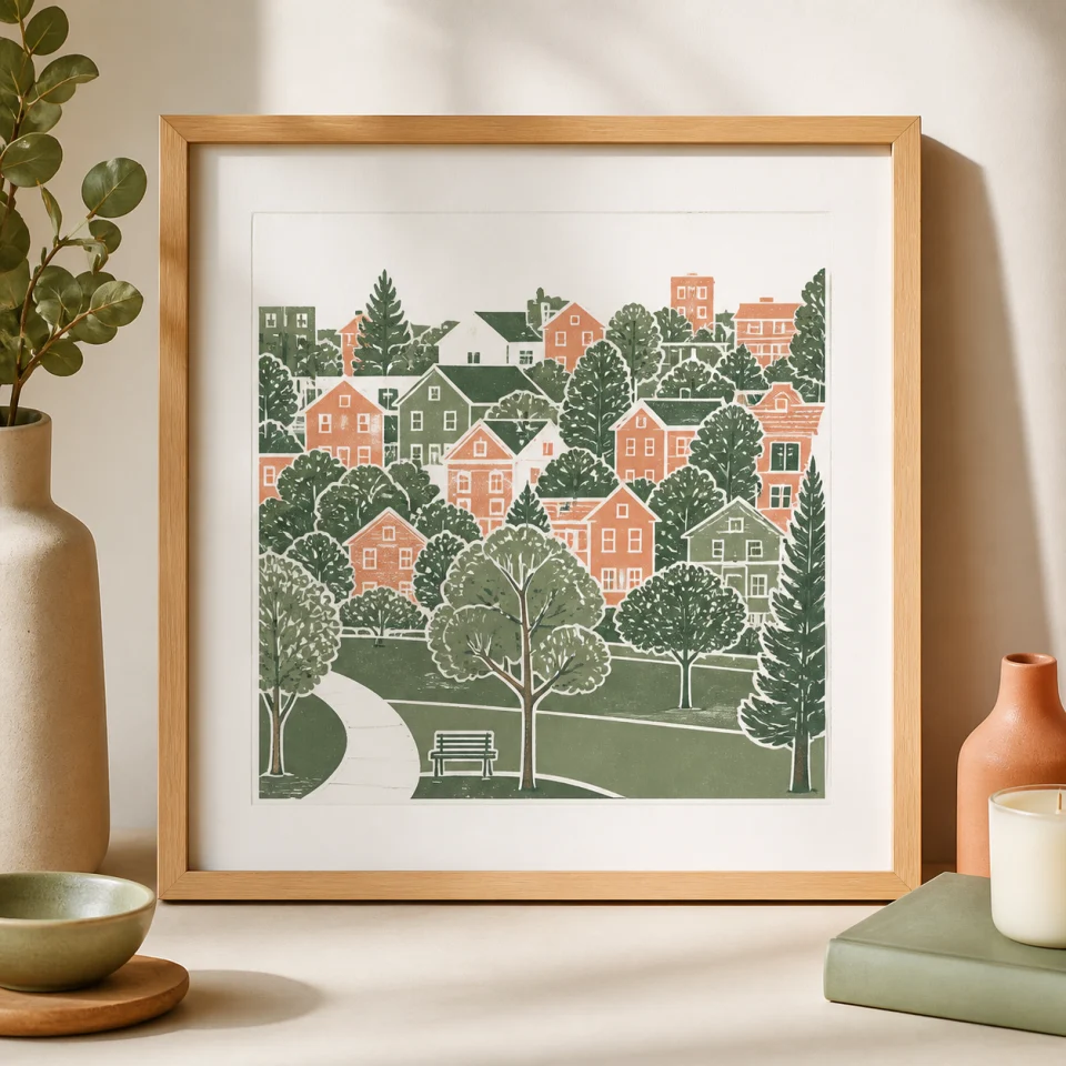 Custom neighborhood print offered by Sunny Side Prints