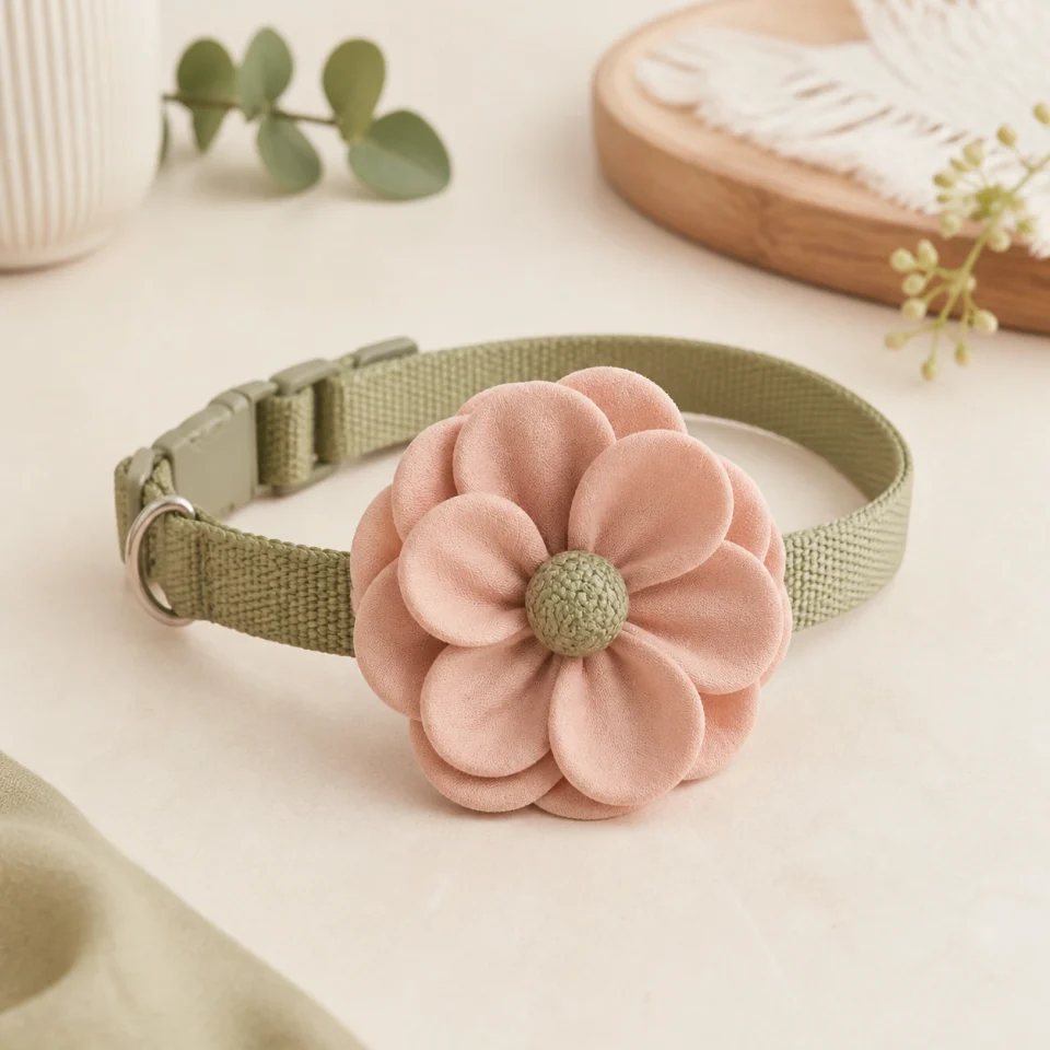 Collar flower offered by Paws & Thread