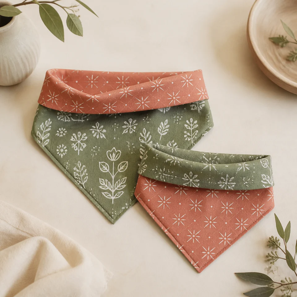 Matching bandana duo offered by Paws & Thread