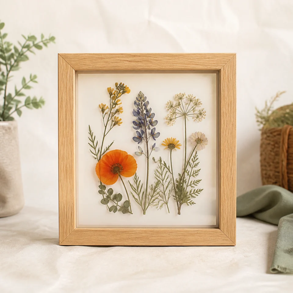 Pressed botanical frame offered by Wildflower Press